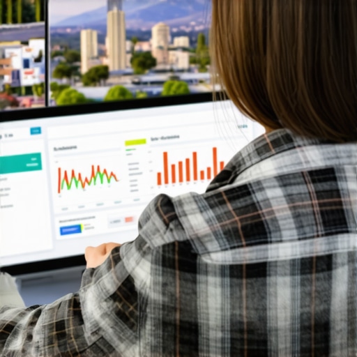 Analyzing Local SEO Data in Glendale Person reviewing local SEO analytics with Glendale landmarks visible