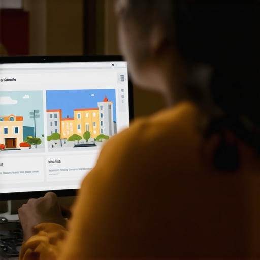 Person analyzing SEO analytics with Glendale landmarks