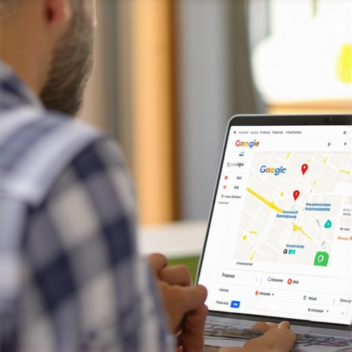 Business owner managing Google reviews on a laptop in Glendale