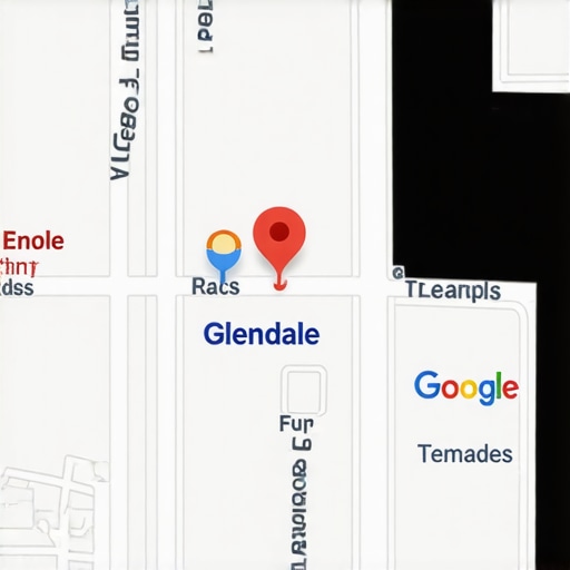 Google Maps Glendale Local Search Google Maps interface showing Glendale business locations and rankings.