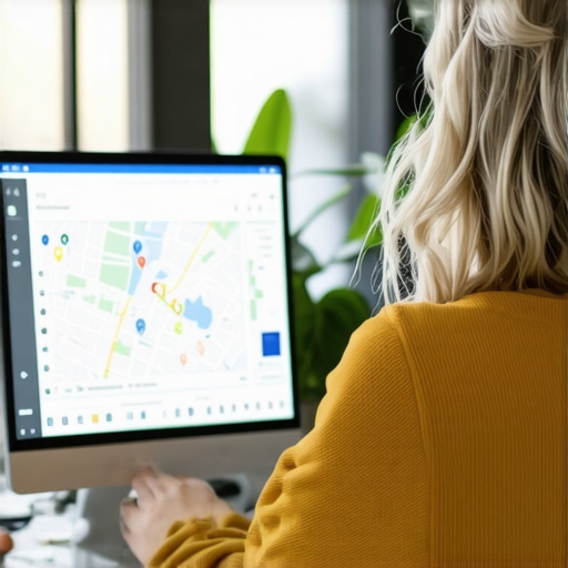 Business owner updating Google My Business listing on computer in Glendale, California