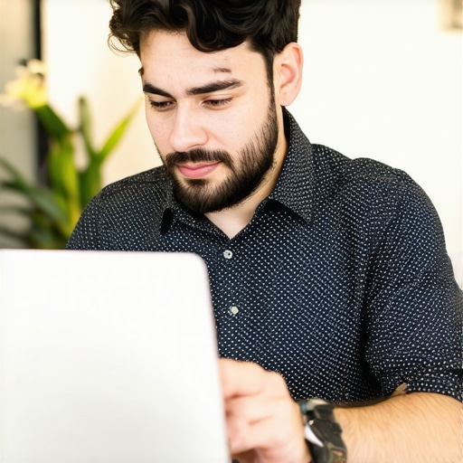 Business owner updating Google My Business profile on laptop in Glendale