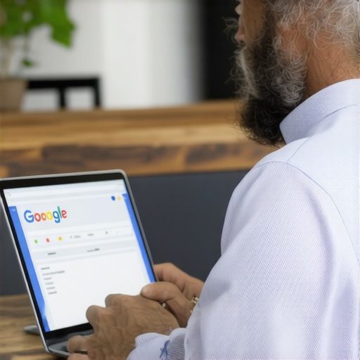 Business owner editing Google My Business profile on laptop