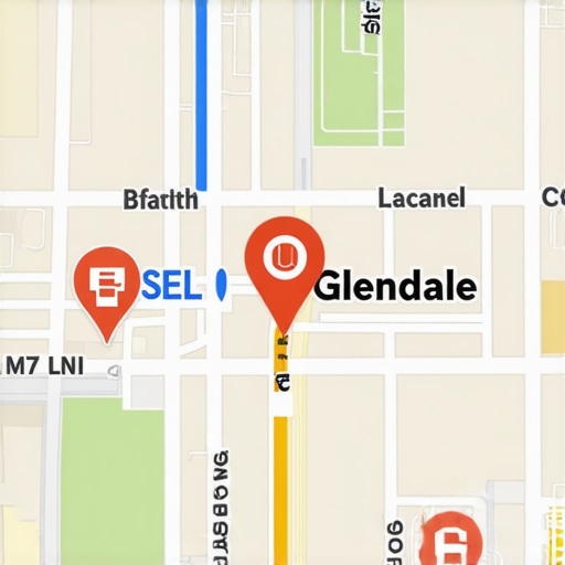 Google Maps interface showing Glendale local searches Map of Glendale with SEO and Google Maps icons