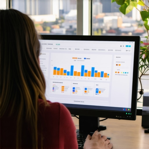 Person reviewing SEO metrics on laptop with Glendale skyline