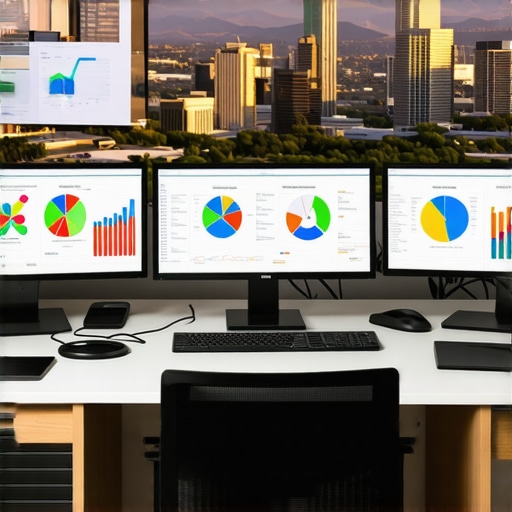 Computer screen displaying local SEO analytics and Glendale city background.