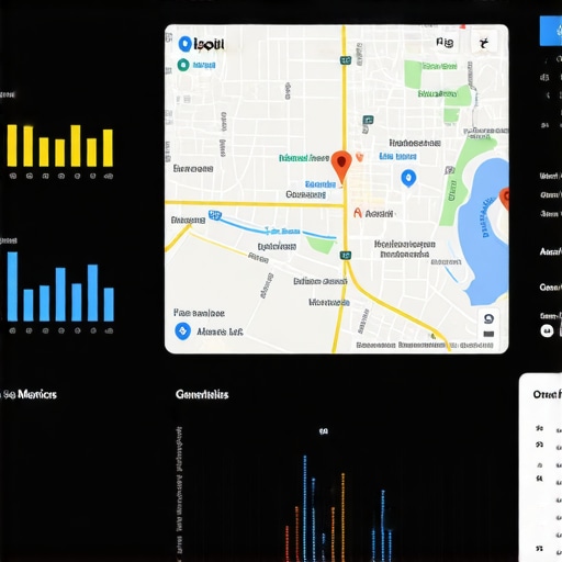 A digital dashboard showing local SEO performance metrics, Google Maps analytics, and target keywords for Glendale, California.